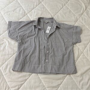 loft cropped button down